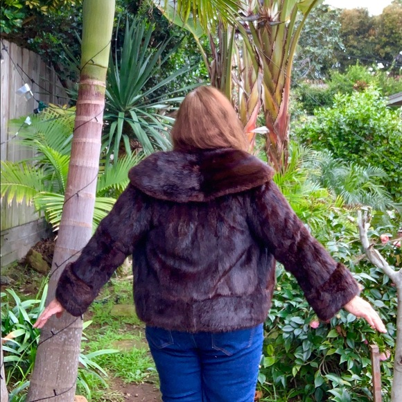 Muskrat Fur Bolero Huge Collar Vintage Coat Canada - Picture 3 of 10